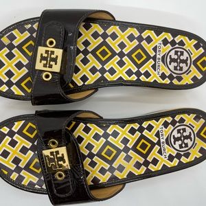 Tory Burch  Patent Leather Brown Dixon Sandals Size 7
